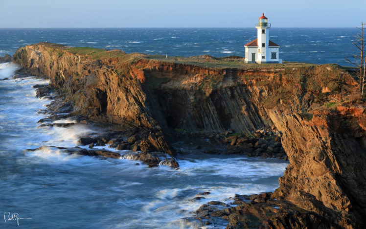 lighthouse, Coast, Ocean, Cliff, Sea, Shore, Coast, Buildings, Architecture, Landscapes HD Wallpaper Desktop Background