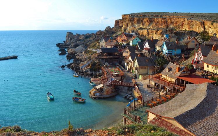 malta, Coast, Sea, Mellieha, Cities, Buildings, Houses, Ocean, Boats, Landscapes, Cliff, Shore HD Wallpaper Desktop Background