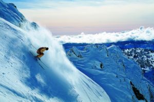mountains, Winter, Snow, Sky, People, Extreme, Ski, Clouds