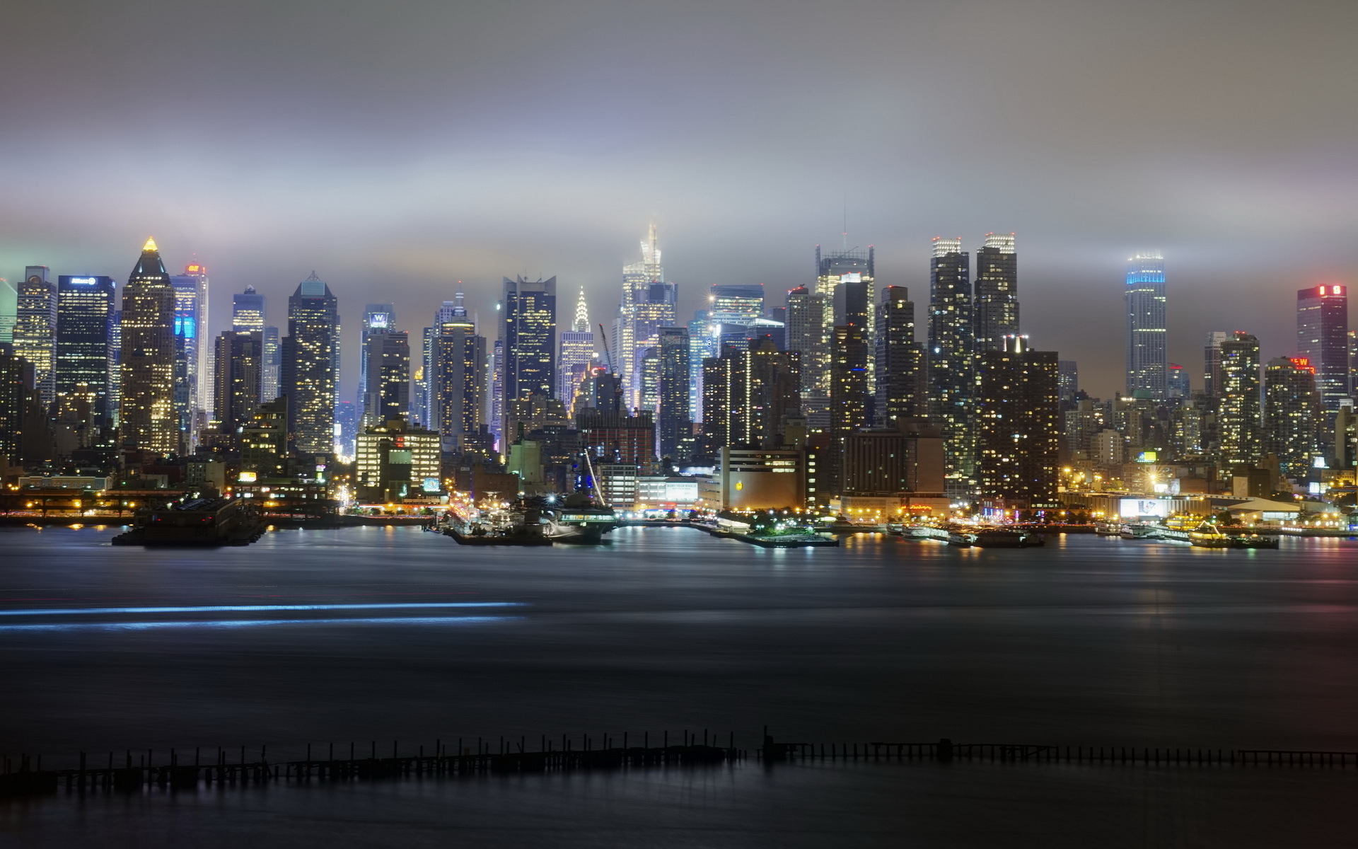 new, York, Cities, Water, Reflection, Hdr, Buildings, Skyscrapers, Harbor, Lights Wallpaper