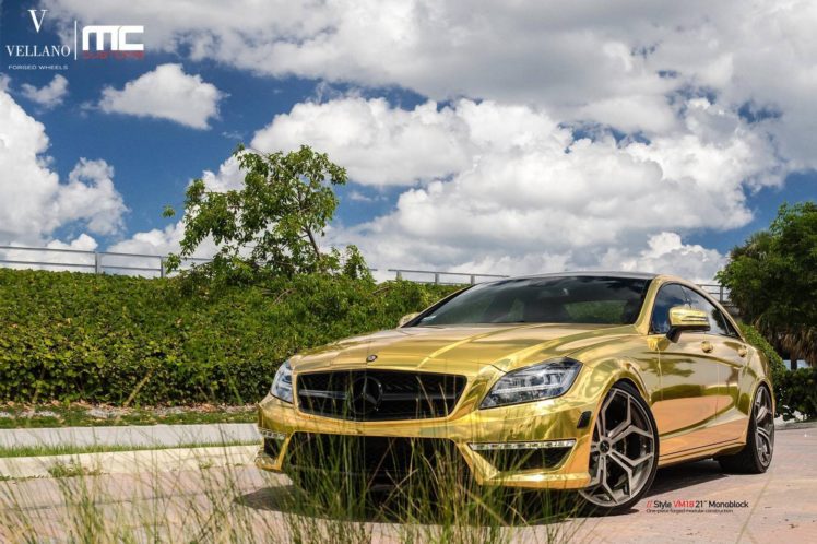 mercedes, Cls, 63, Amg, Cars, Gold, Chrome, Wrapping, Tuning HD Wallpaper Desktop Background