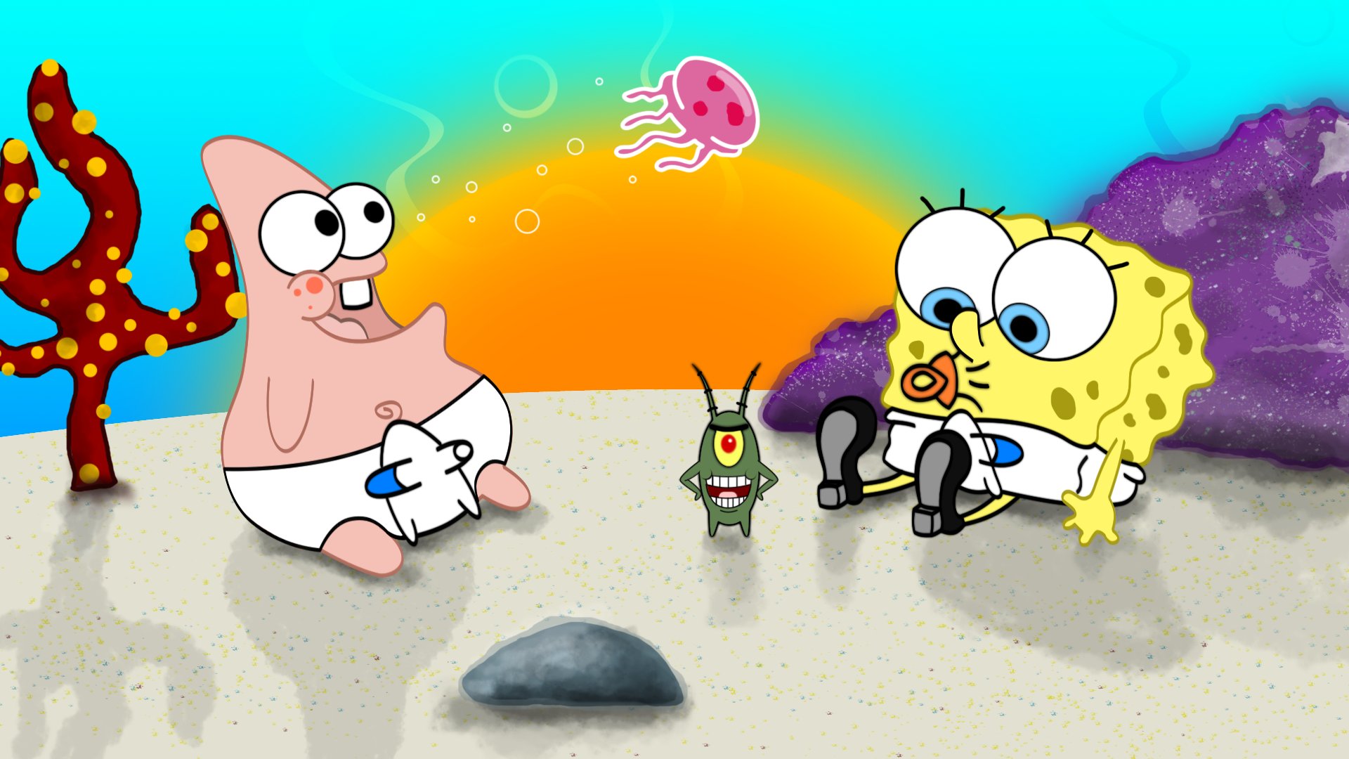 spongebob, Squarepants, Cartoon, Family, Animation Wallpaper