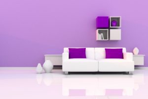 shelves, Sofa, Cushions, Vases, Interior, Reflection, Purple, Design