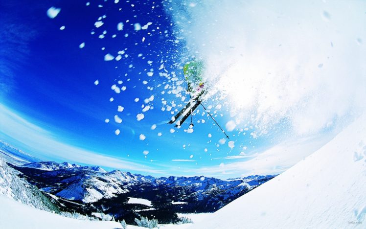 ski, Mountains, Extreme, Winter, Snow, People, Sky, Sports HD Wallpaper Desktop Background