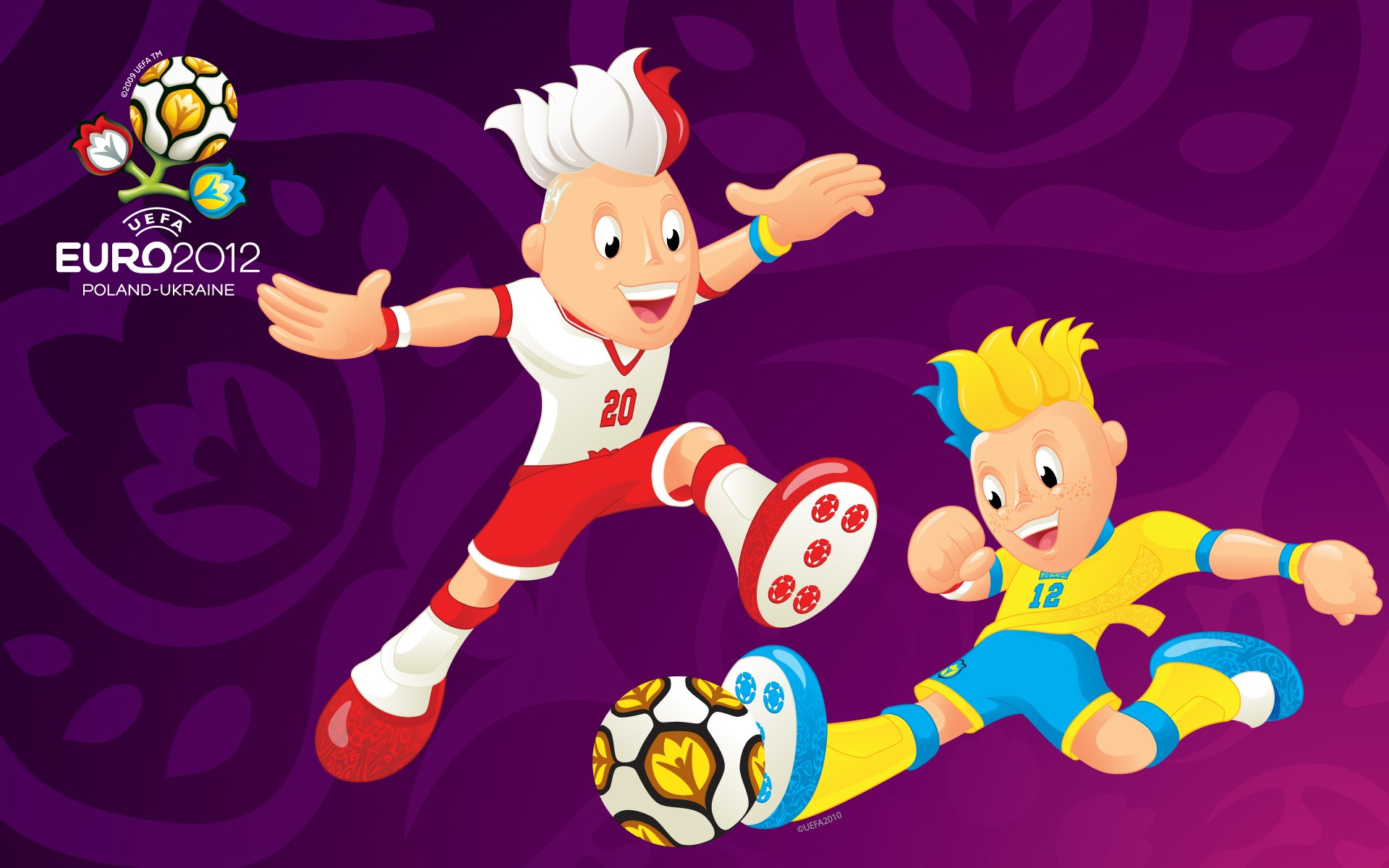 uefa, Euro, 2012, Mascots, Paying, Game, Purple Wallpaper