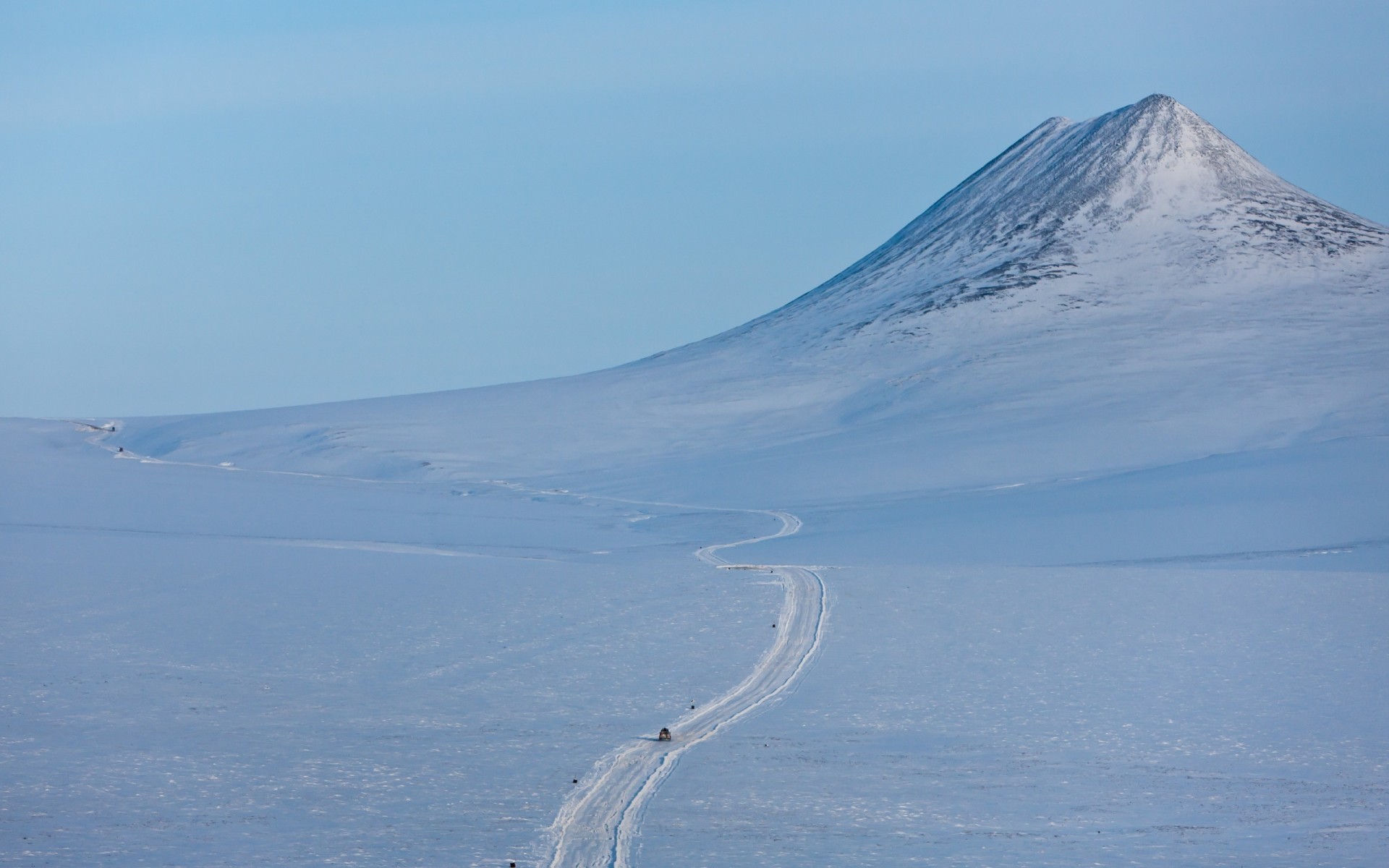 mountain, Winter, Snow, Landscape, Chukotka, Roads, Cars, Sky Wallpaper