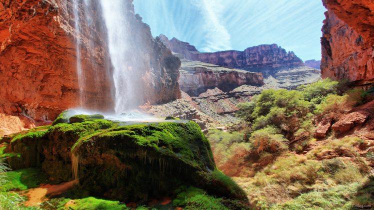 ribbon, Falls, At, Grand, Canyon, Waterfalls, Mountains HD Wallpaper Desktop Background
