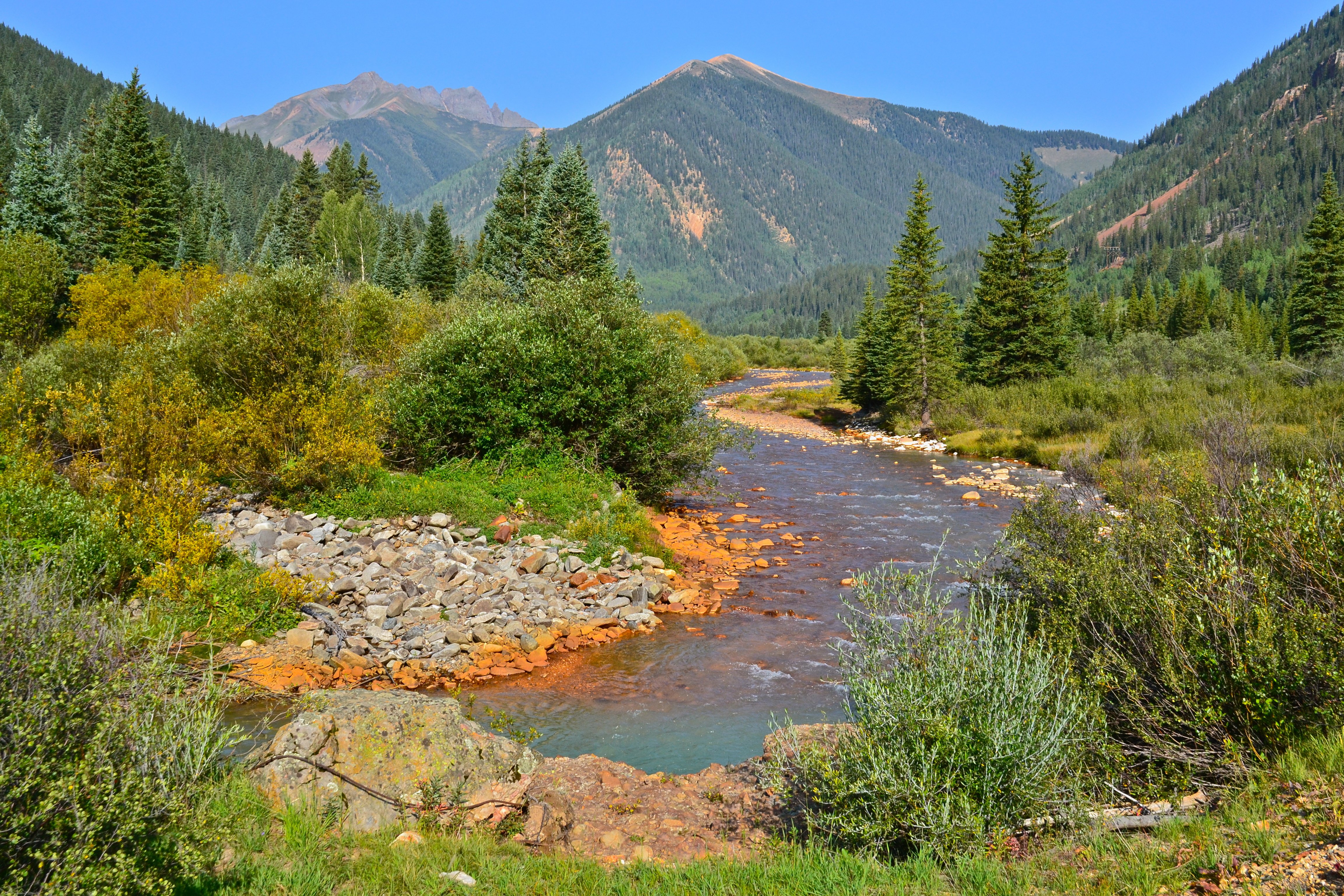 mountains, Trees, Rocks, River Wallpaper