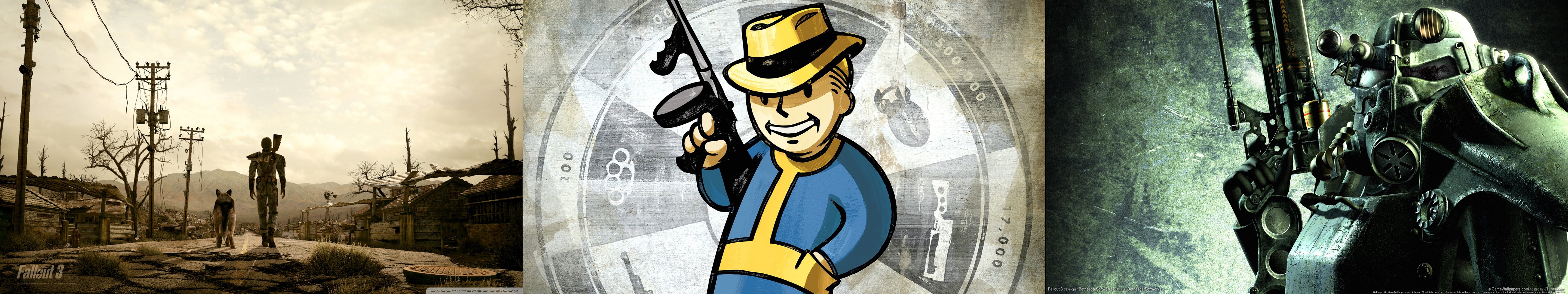triple, Screen, Multi, Monitor, Multiple, Videogame, Jeux, Jeu, Video, Steam, Fallout Wallpaper