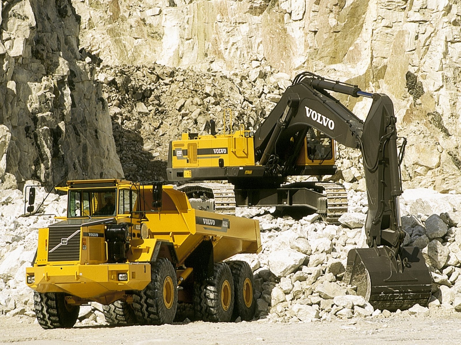 1996, Volvo, Model bm, A35c, Quarry, Construction, Semi, Tractor Wallpaper