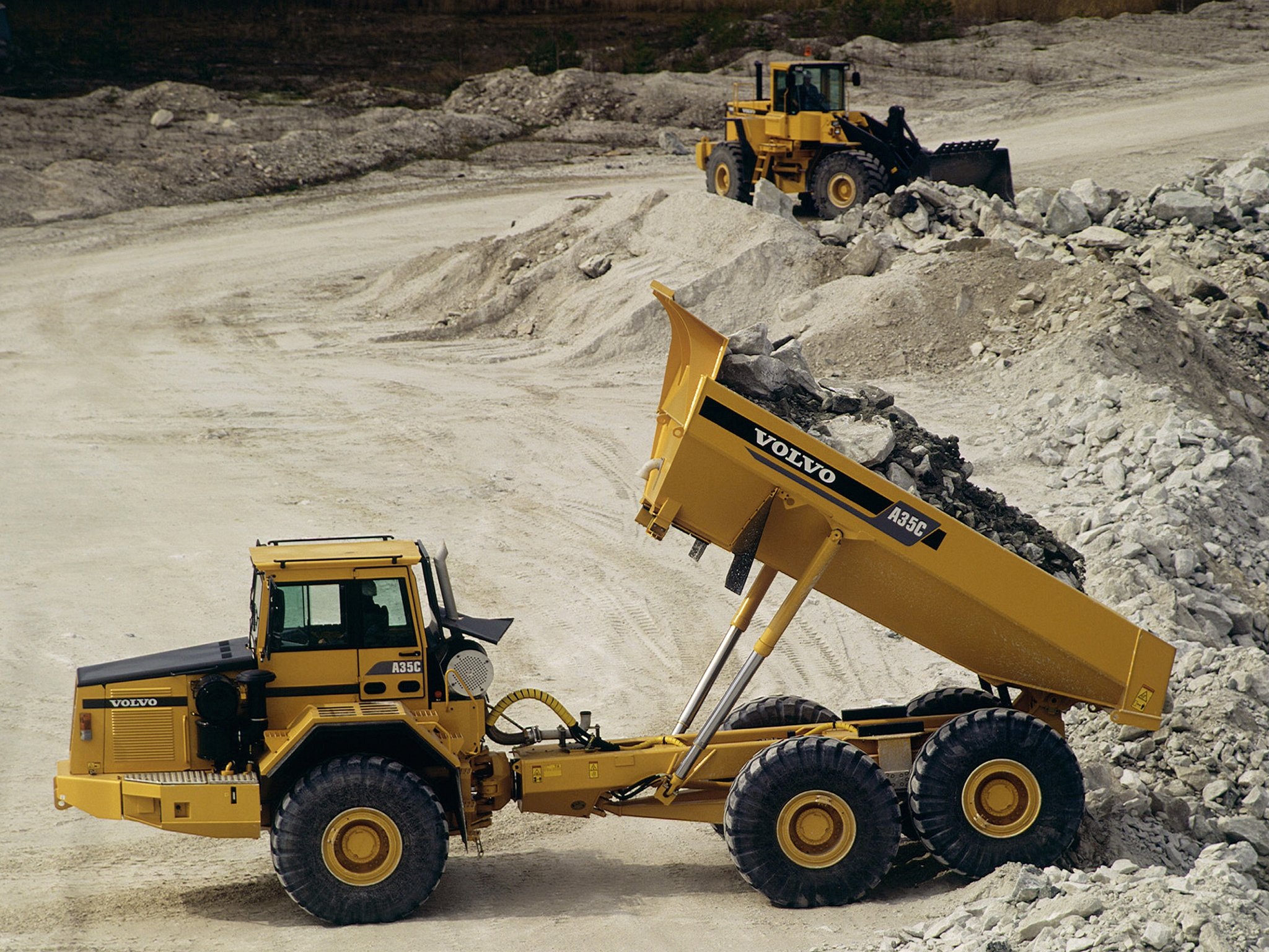 1996, Volvo, Model bm, A35c, Quarry, Construction, Semi, Tractor Wallpaper