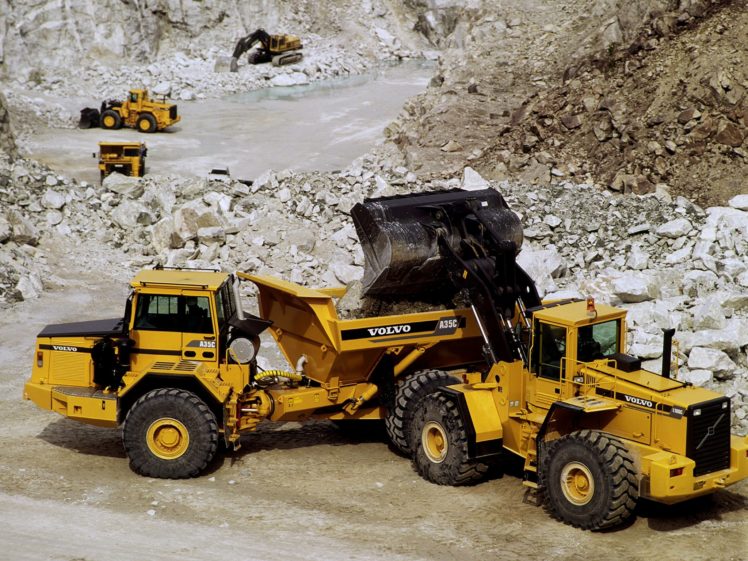 1996, Volvo, Model bm, A35c, Quarry, Construction, Semi, Tractor HD Wallpaper Desktop Background