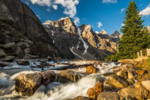 rapids, Waterfall, Rivers, Mountains, Trees, Sky, Clouds