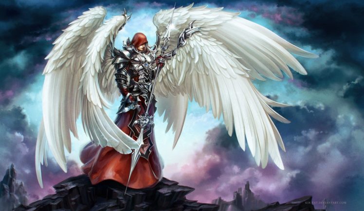 fantasy,  , Angel, Wings, Warrior, Sky, Sword HD Wallpaper Desktop Background