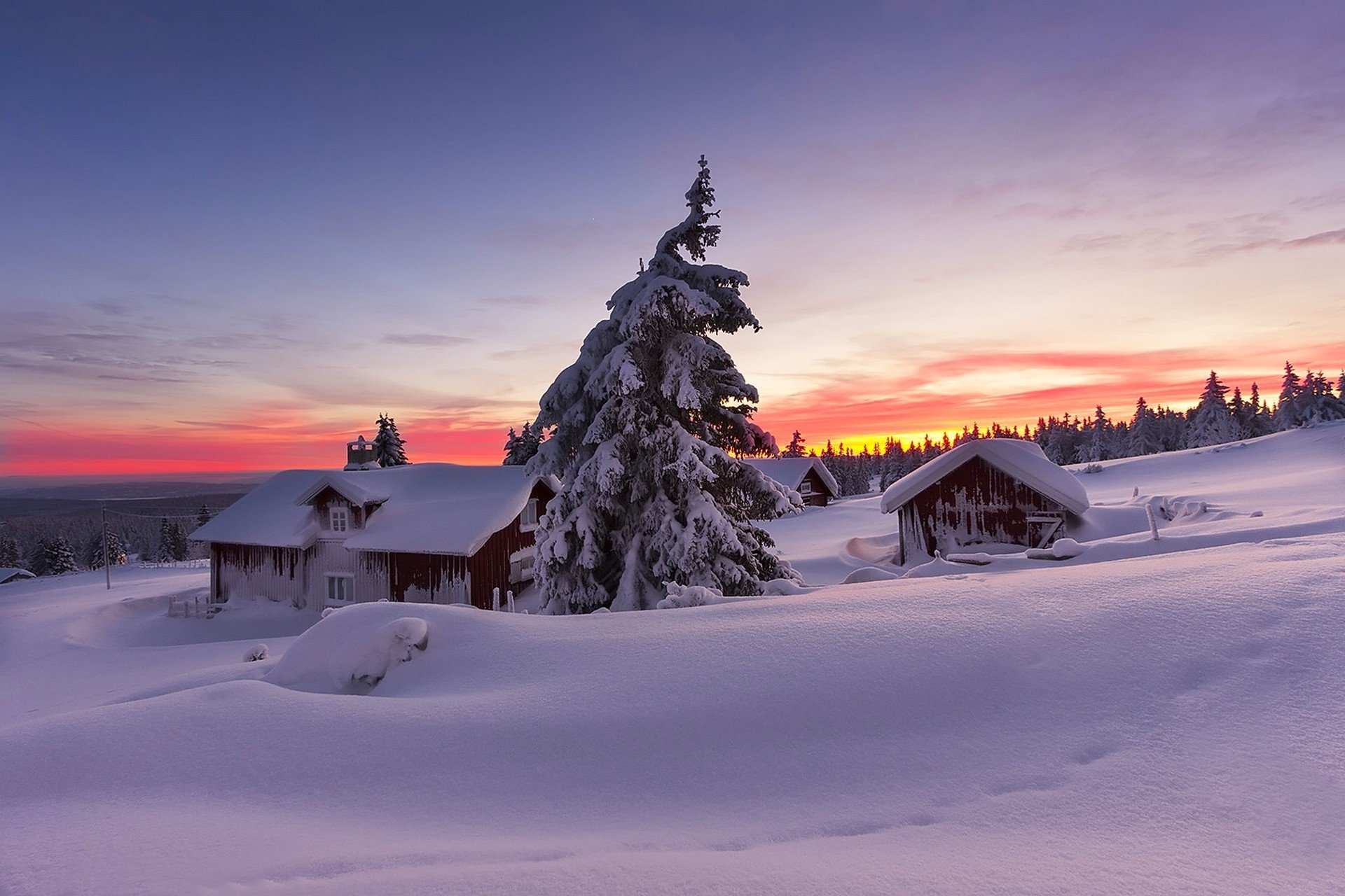 house, Nature, Sky, Winter, Landscape, Snow Wallpaper