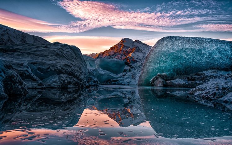 ice, Alaska, Sky, Winter, Reflection, Sea, Ocean HD Wallpaper Desktop Background