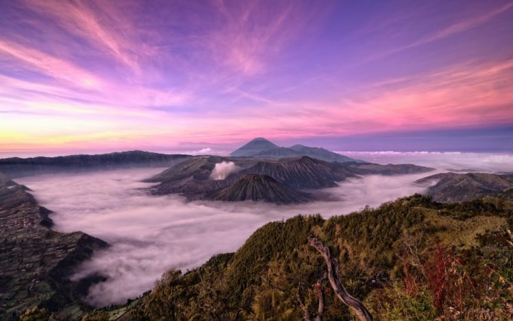 indonesia, Nature, Taman, Nasional, Bromo, Tengger, Semeru, Mountains, Autumn, Volcano, Clouds HD Wallpaper Desktop Background