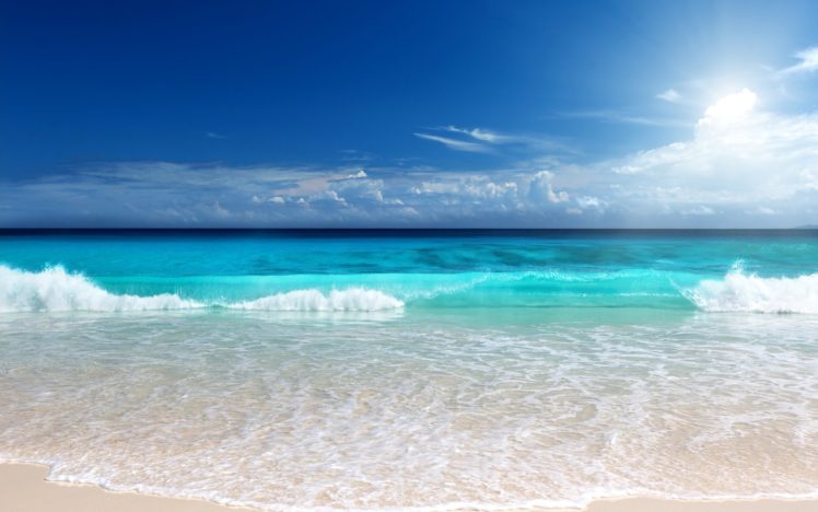 shore, Waves, Horizon, Sea, Sand, Beach, Ocean, Tropical HD Wallpaper Desktop Background