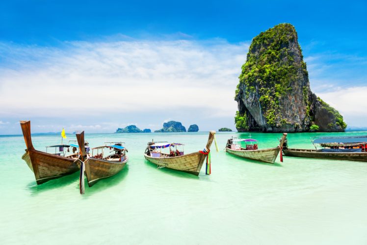 sea, Coast, Tropical, Paradise, Beach, Ocean, Island, Boat HD Wallpaper Desktop Background