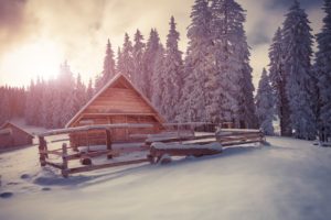 cabin, Winter, Snow, Landscape, Trees, Snow