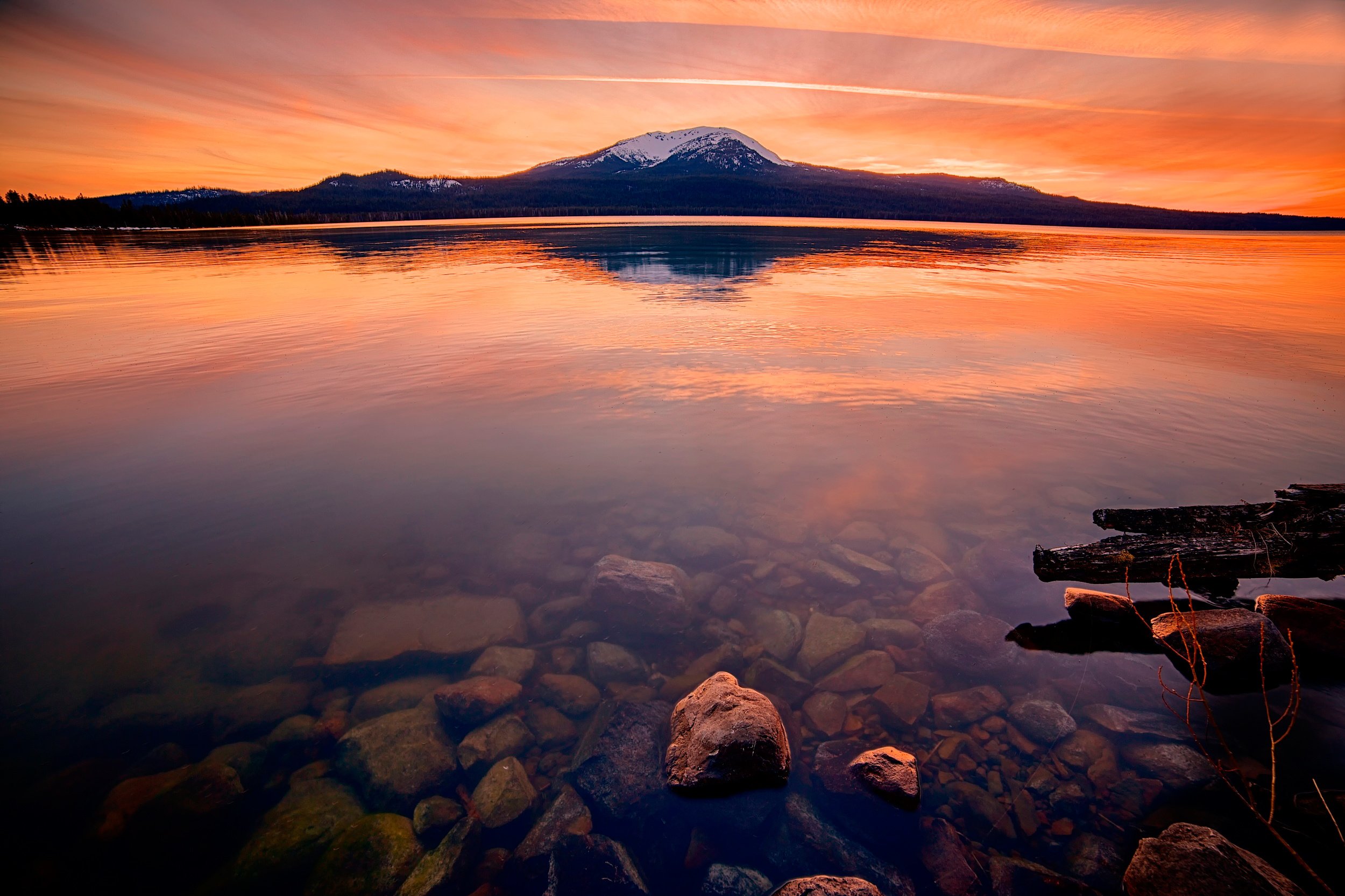 lake, Rocks, Reflection, Sunrise, Sunset, Mountain Wallpaper