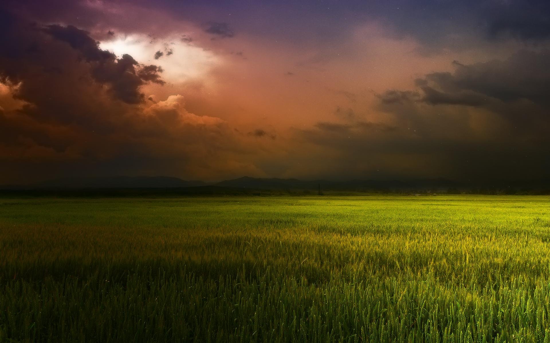 earth,  , Field, Landscape, Clouds, Sky, Grass, Nature Wallpaper