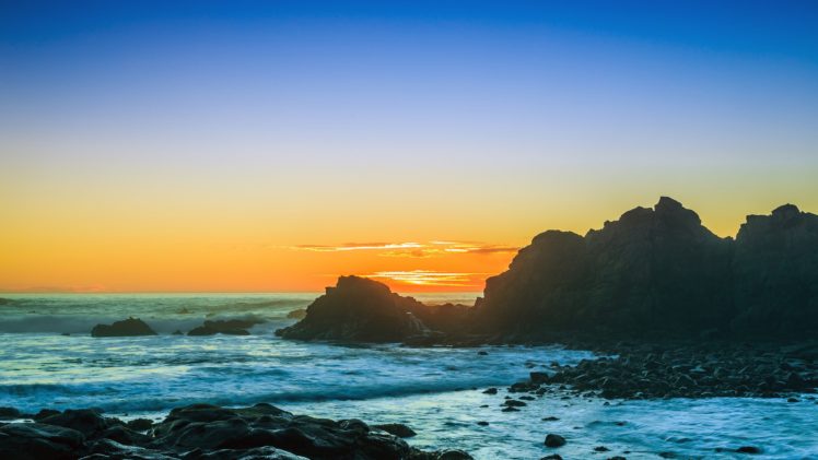 earth,  , Sunset, Sky, Rock, Ocean HD Wallpaper Desktop Background