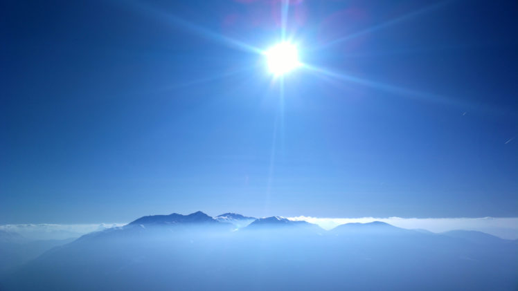 sunlight, Clouds, Mountain, Blue, Sky, Haze HD Wallpaper Desktop Background