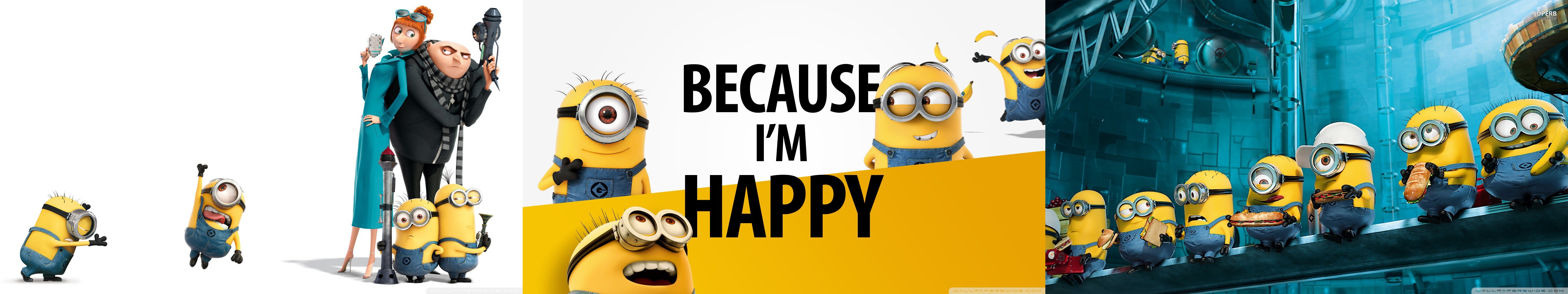 triple, Monitor, Multiple, Screen, Multi, Minions Wallpaper