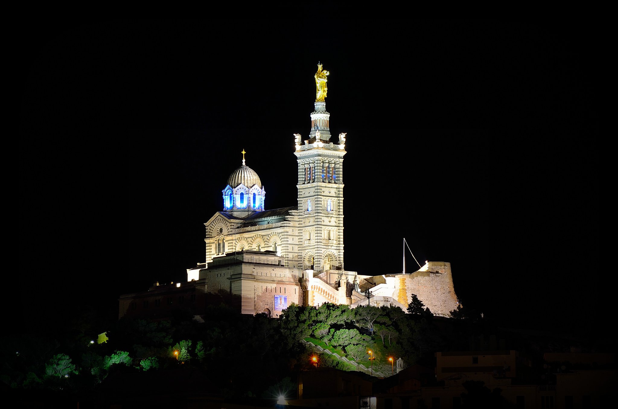 architecture, Cities, France, Marseille, Monuments, Panorama, Panoramic, Provence, Urban, Night, Light Wallpaper