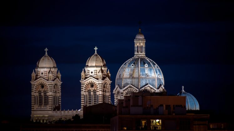 architecture, Cities, France, Marseille, Monuments, Panorama, Panoramic, Provence, Urban, Night, Light HD Wallpaper Desktop Background