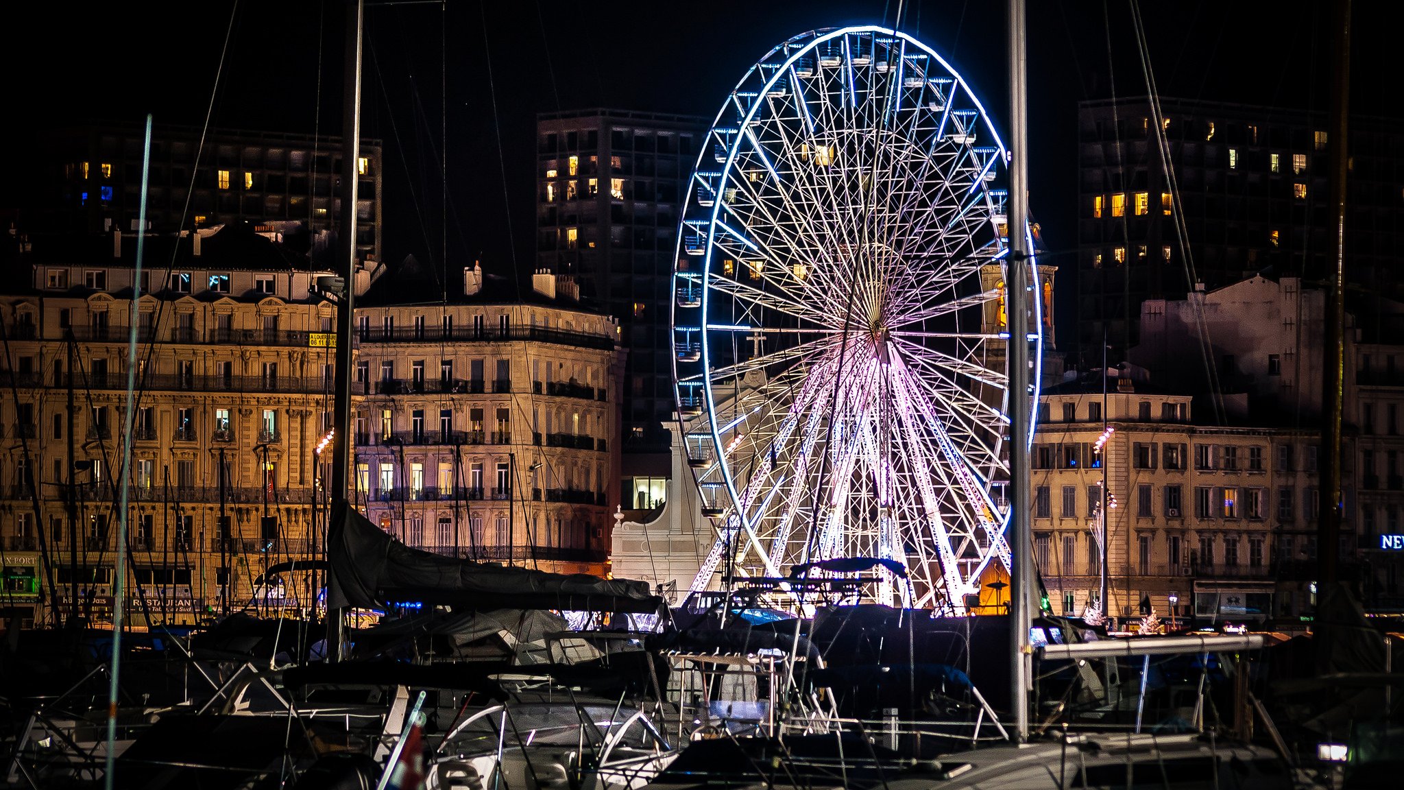 architecture, Cities, France, Marseille, Monuments, Panorama, Panoramic, Provence, Urban, Night, Light Wallpaper