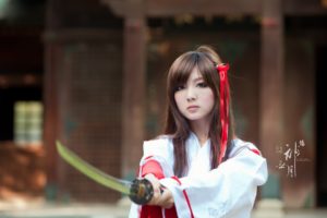 girl, With, Samurai, Sword