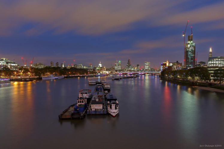 architecture, Building, Tower, Cities, Light, Londres, London, Angleterre, England, Uk, United, Kingdom, Tamise, Towers, Rivers, Bridges, Monuments, Night, Panorama, Panoramic, Urban HD Wallpaper Desktop Background