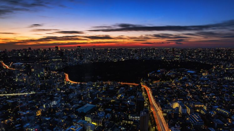 japan, Japon, Architecture, Bridges, Freeway, Building, Cities, Monuments, Night, Panorama, Panoramic, Rivers, Tower, Towers, Tokyo, Ray, Light HD Wallpaper Desktop Background