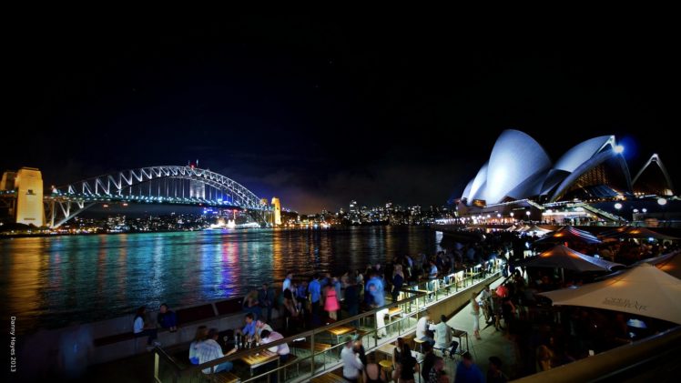 architecture, Bridges, Building, Hotel, Cities, Way, Sydney, Opera, Light, Monuments, Night, Panorama, Panoramic, Ray, Sea, Tasmanie, Tasmania, Australia, Australie, Tower, Towers HD Wallpaper Desktop Background