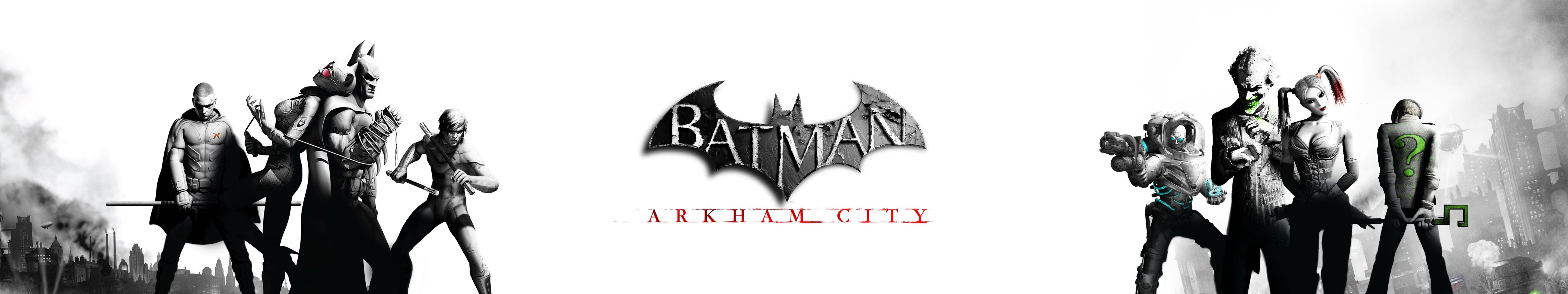 triple, Screen, Multiple, Monitors, Multi, Batman, Movie, Film, Arkham, City Wallpaper