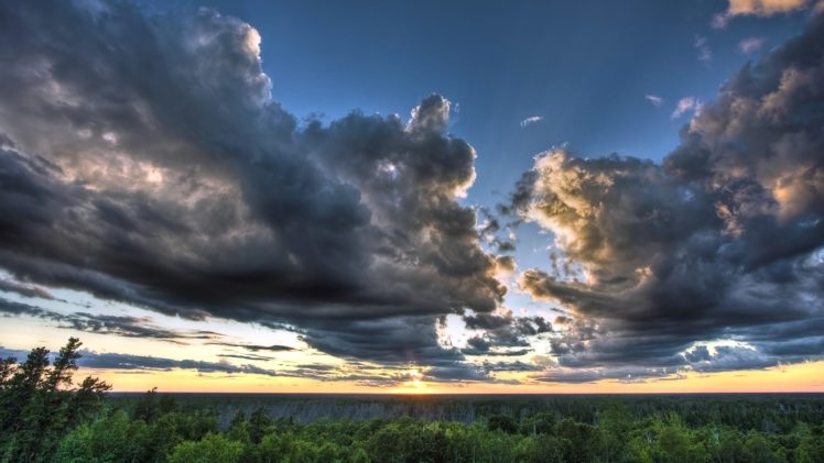 sunset, Clouds, Nature, Sun, Forest, Skyscapes HD Wallpaper Desktop Background