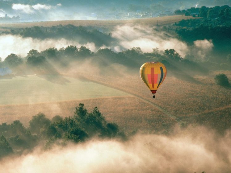 landscapes, Hot, Air, Balloons, Countryside HD Wallpaper Desktop Background