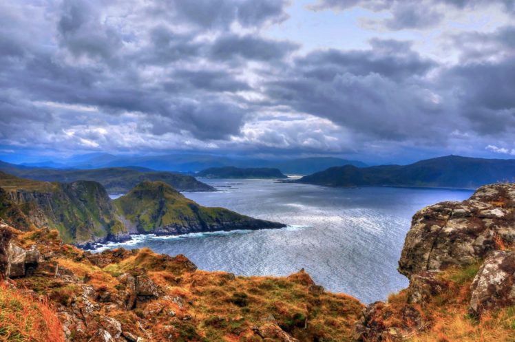 landscape, Nature, Bay, Sea, Rocks, Fbord, Sky, Clouds, The, Island, Of, Runde, Norway HD Wallpaper Desktop Background