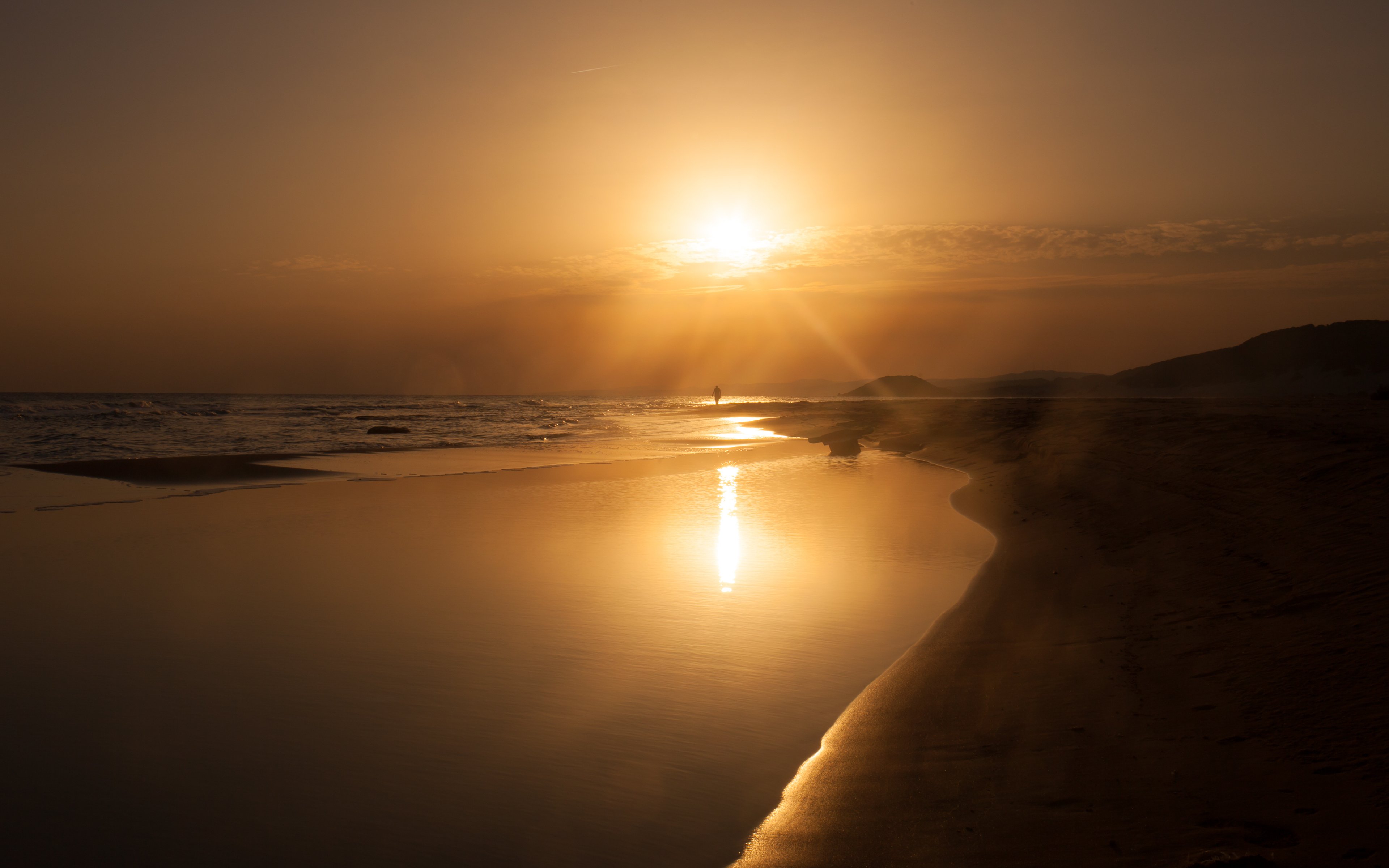 cyprus, The, Mediterranean, Coast, Beach, Sunset, Sea, Reflection Wallpaper