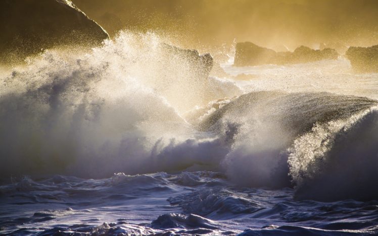 oahu, Hawaii, The, Pacific, Ocean, Rocks, Waves, Splash, Spray HD Wallpaper Desktop Background
