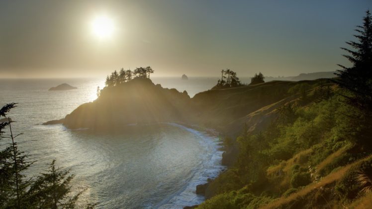 sunset, Coast, Oregon HD Wallpaper Desktop Background