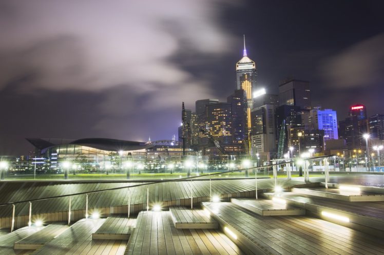 architecture, Bridge, Buildings, Cities, Cityscape, Contrast, Empire, Lights, Night, Panorama, Place, Rivers, Scenic, Shift, Skyline, Skyscrapers, View, Water, Window, World, China, Honkong HD Wallpaper Desktop Background