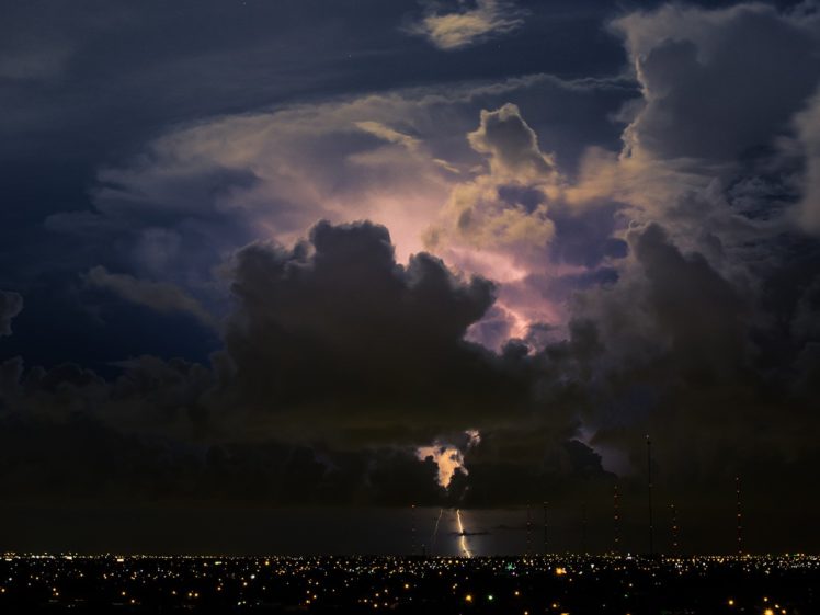 lightning, Night, Light, Nature, Storm, Cities, Sky, Landscapes, Electricity, Skyscapes HD Wallpaper Desktop Background