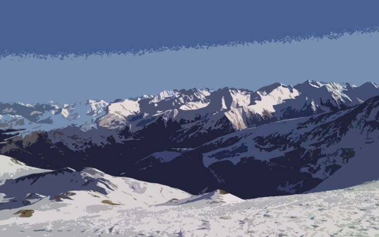 mountains, Landscapes, Winter, Snow, Ski, Digital, Art HD Wallpaper Desktop Background