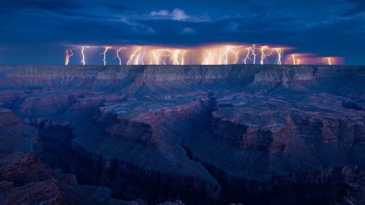 lightning over grand canyon arizona HD Wallpaper Desktop Background