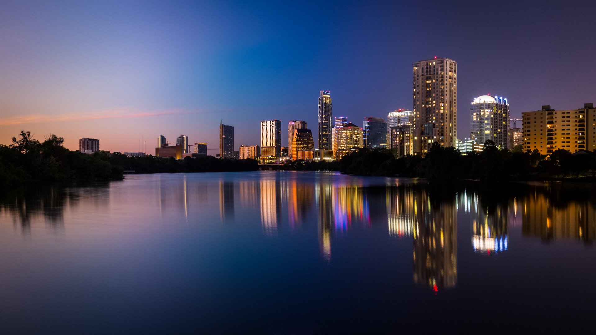 boardwalk, Sunset, City, Water, Night Wallpaper