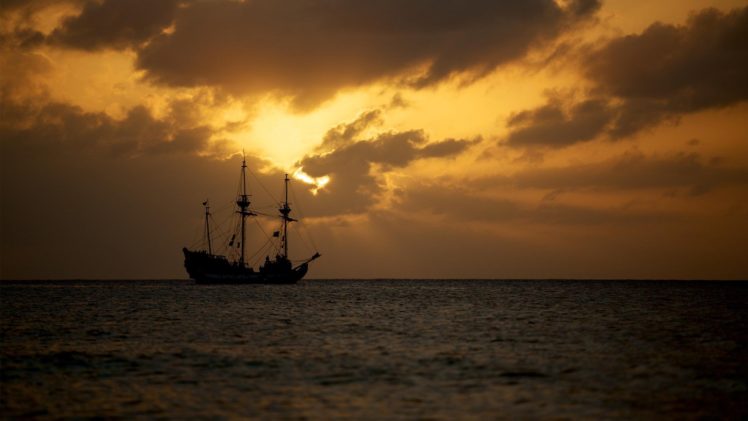caught some caribbean pirates sunset HD Wallpaper Desktop Background