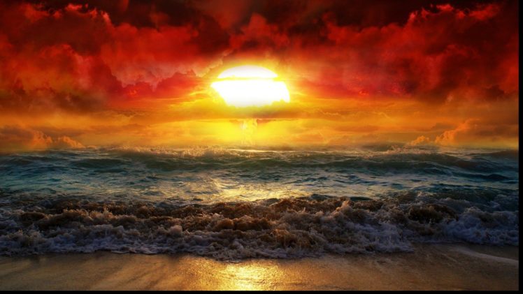 sun, Sunset, Ocean, Cloud HD Wallpaper Desktop Background